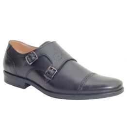 Black Genuine Leather Designer Monk Shoes